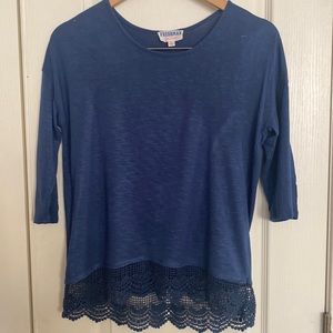 Freshman Forever Girl’s Droptail 3/4 Sleeve Top with Lace Bottom